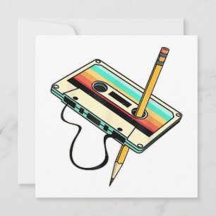 80er-Kassettenband-Bleistift 1980er Retro Vintage Einladung
