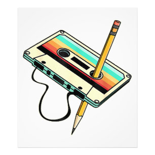 80er Kassettenband Bleistift 1980er Retro Vintage  Fotodruck