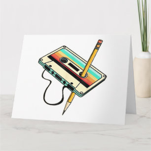 80er Kassettenband Bleistift 1980er Retro Vintage Karte