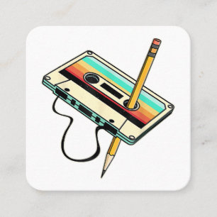 80er Kassettenband Bleistift 1980er Retro Vintage Quadratische Visitenkarte