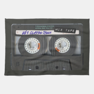 80er Kassettenband Schwarz Vintage Mix-Tape Geschirrtuch