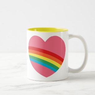 80er klumpige Regenbogen-Herz-Tasse Zweifarbige Tasse