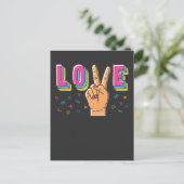 80er Liebe Hand Peace Sign 90er Retro Hippie Graph Postkarte (Stehend Vorderseite)