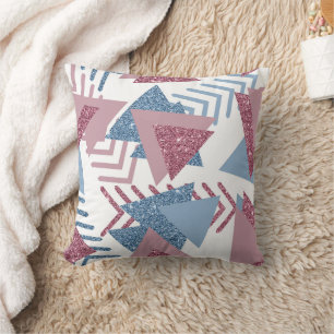 80er Lunar Abstract Staubiges Mauve Rosa und Bla Kissen