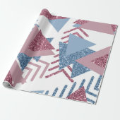 80er Lunar Abstrakt | Dusty Mauve Pink und Blau Geschenkpapier (Ungerollt)
