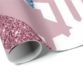 80er Lunar Abstrakt | Dusty Mauve Pink und Blau Geschenkpapier (Rolleneckpunkt)