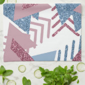 80er Lunar Abstrakt | Dusty Mauve Pink und Blau Geschirrtuch (Gefaltet)