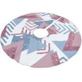 80er Lunar Abstrakt | Dusty Mauve Pink und Blau Polyester Weihnachtsbaumdecke (Schrägansicht)