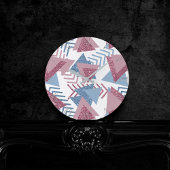 80er Lunar Abstrakt | Dusty Mauve Pink und Blau Runde Wanduhr