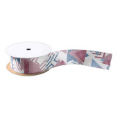 80er Lunar Abstrakt | Dusty Mauve Pink und Blau Satinband (Spule)