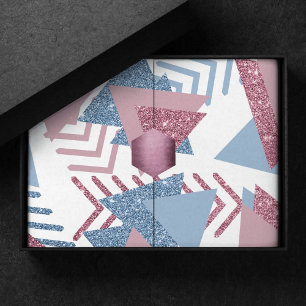 80er Lunar Abstrakt   Dusty Mauve Pink und Blau Seidenpapier