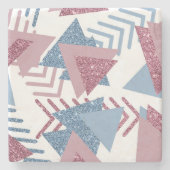 80er Lunar Abstrakt | Dusty Mauve Pink und Blau Steinuntersetzer (Vorderseite)