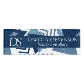 80er Luxe Abstrakt | Türkis- und Marine-Monogramm Namenschild (Vorderseite)