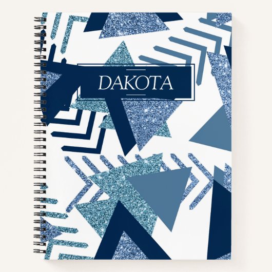 80er Luxe Abstrakt | Türkis und Navy Blue Custom Notizblock (Vorderseite)