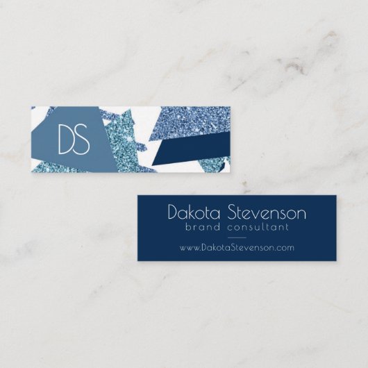 80er Luxe Abstrakt | Türkische und Marine Website Mini Visitenkarte (Vorne/Hinten)