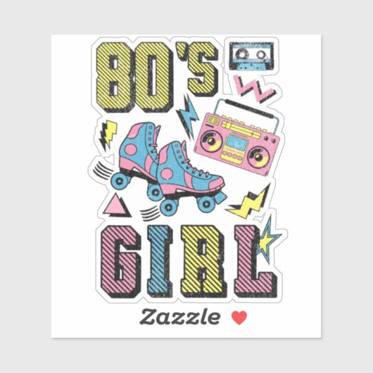 80er-Mädchen Aufkleber (Blatt)