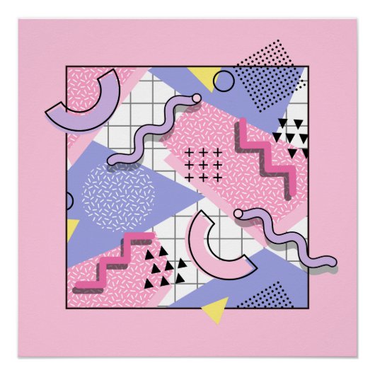 80er Memphis Active Pink Flieder Poster (Vorderseite)