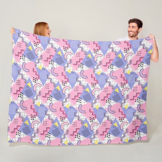 80er Memphis Active Pink Lilac Fleecedecke (Beispiel)