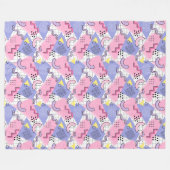 80er Memphis Active Pink Lilac Fleecedecke (Vorderseite (Horizontal))