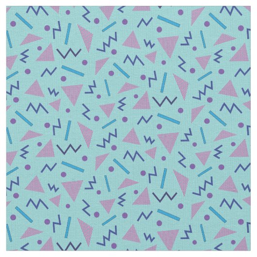 80er Memphis geometrisch blaues Muster Stoff (Nahaufnahme)