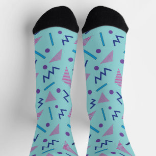 80er Memphis geometrisches blaues Einstecktuch Socken