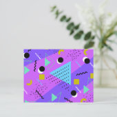 80er Memphis Lila Blue Style Retro-Formen Einladungspostkarte (Stehend Vorderseite)