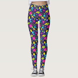 80er Memphis Neon Shapes auf Navy Blue Leggings