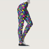 80er Memphis Neon Shapes auf Navy Blue Leggings (Rechts)