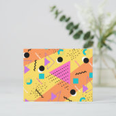 80er Memphis Orange Pink Retro-Formen Einladungspostkarte (Stehend Vorderseite)