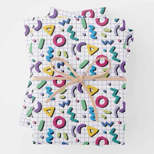 80er Memphis Pattern Geschenkpapier Set (Beispiel)
