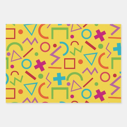 80er Memphis Style Geometric Geschenkpapier Set (Vorderseite)