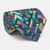 80er Memphis Style Pattern Necktie Krawatte (Gerollt)