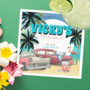 80er Miami Beach Geburtstagsfeier Serviette