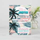 80er Miami Birthday Party Einladung (Stehend Vorderseite)