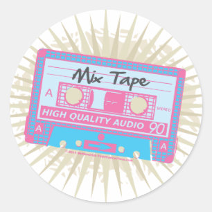 80er-Mix-Tape Runder Aufkleber