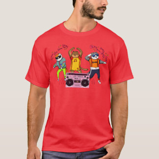 80er Mode Breakdancer Katzen Moveo Pink Boombo ret T-Shirt