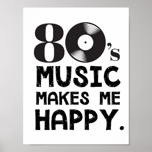 80er Music macht mich glücklich Poster (Vorne)