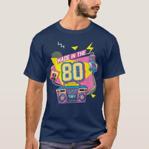 80er Music Party Radio Roller Skaten Geboren in de T-Shirt