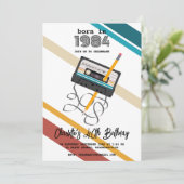 80er Music Retro Cassette Tape 40. Geburtstag Einladung (Stehend Vorderseite)