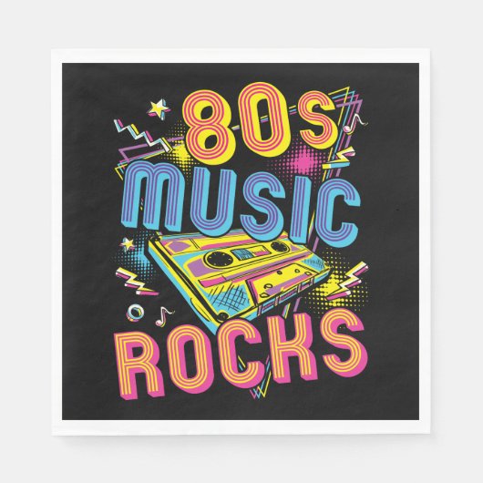 80er Music Rocks 1980er Rock Serviette (Vorderseite)