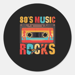80er Music Rocks - Vintages Retro gestört Runder Aufkleber
