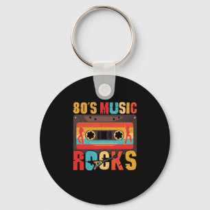 80er-Musik rockt - Vintage Retro abgenutzt Schlüsselanhänger