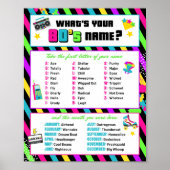 80er Name Game Party Signieren Neon Retro Poster (Vorne)