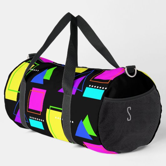 80er NEON FLUORESCENT FARBGEOMETRISCHES FORMBLATT Duffle Bag (Rechte Ecke)