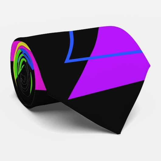 80er NEON FLUORESCENT FARBGEOMETRISCHES FORMBLATT Krawatte (Gerollt)
