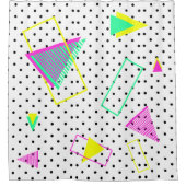 80er Neon Graphical Geometric Retro Polka Muster Duschvorhang (Vorderseite)
