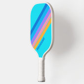 80er Neon Ocean Sky mit Namen gestreift Pickleball Schläger (Links)