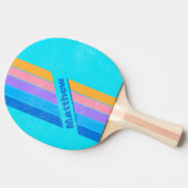 80er Neon Ocean Sky mit Namen gestreift Tischtennis Schläger (Seitenansicht)