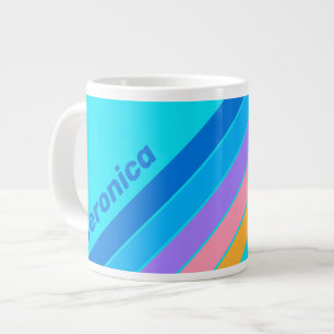 80er Neon-Ozean-Himmel-Streifen mit Namen Jumbo-Tasse