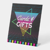 80er Neon Retro Throwback Party Geschenke Sockelschild (Vorderseite)